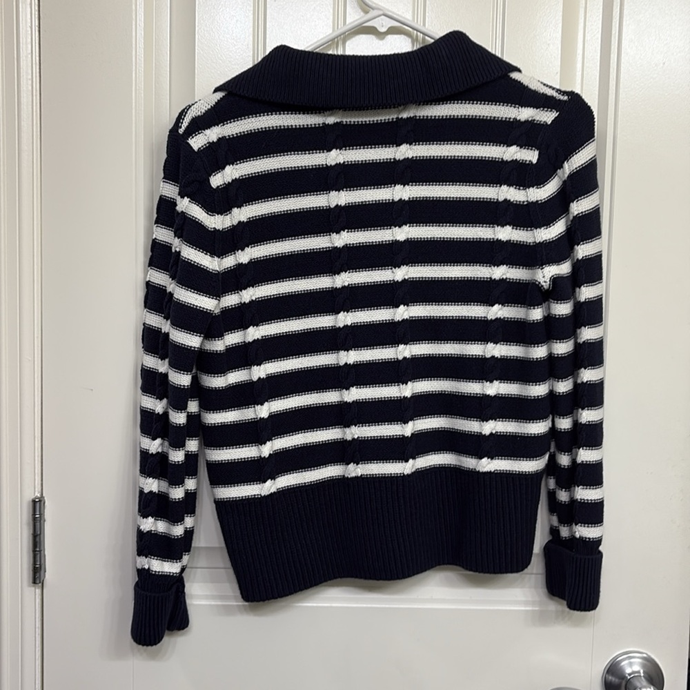 Talbots Nautical Blue and White Cardigan Sweater - Picture 6 of 8